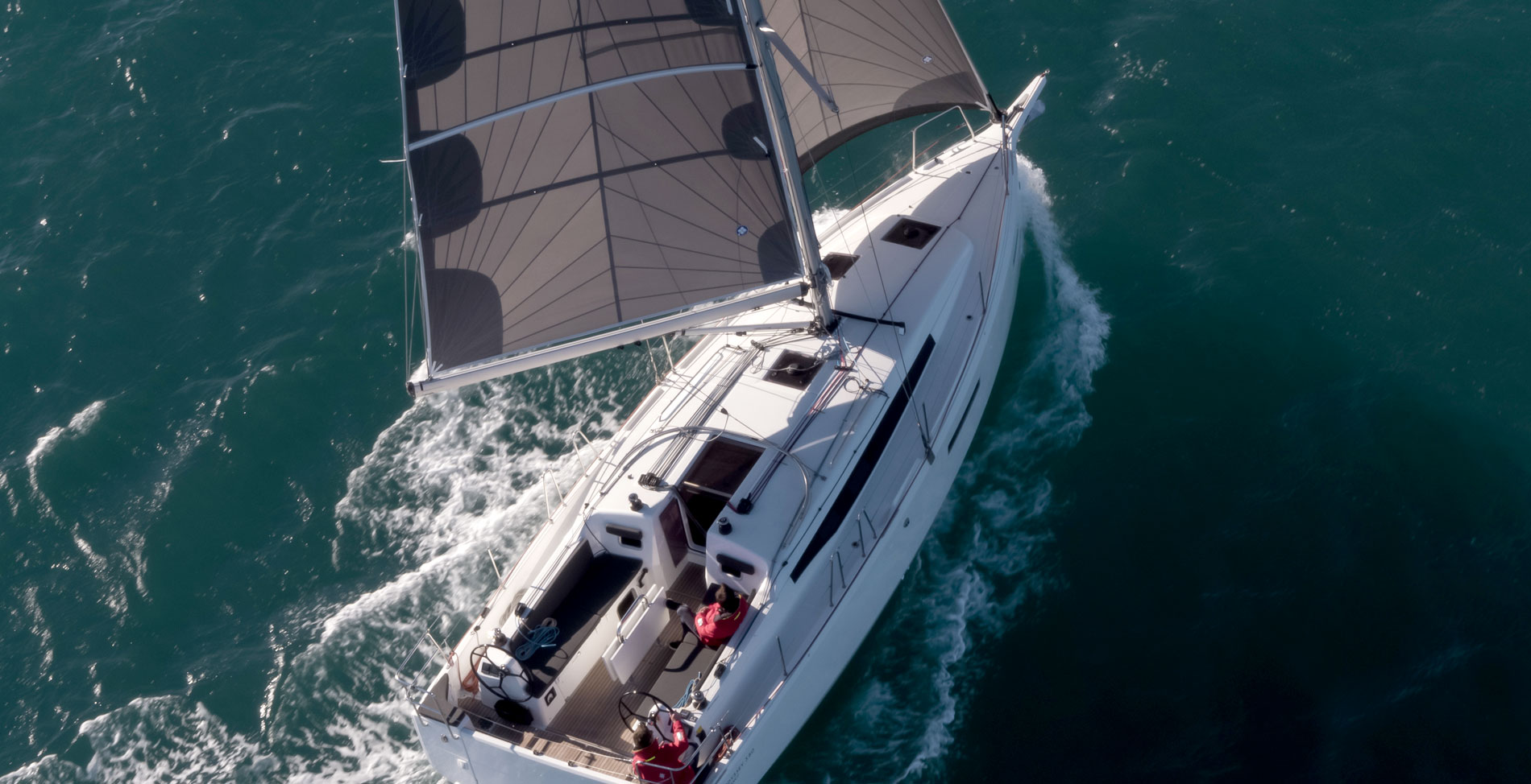Under way aboard thee Jeanneau Sun Odyssey 380 yacht. 