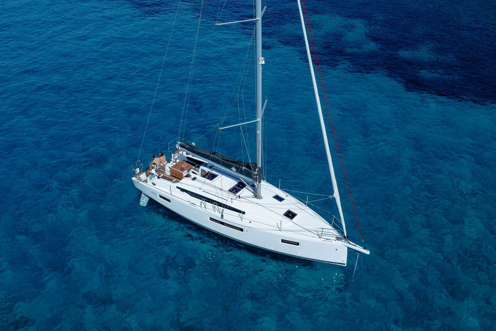 Relaxing on a Jeanneau SO 415 yacht. 